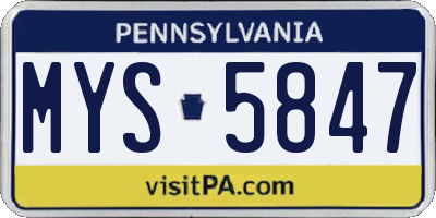 PA license plate MYS5847