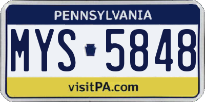 PA license plate MYS5848