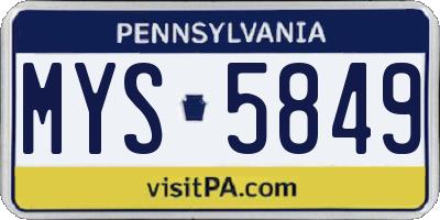 PA license plate MYS5849