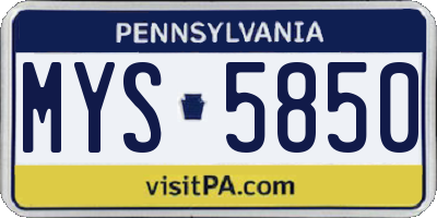 PA license plate MYS5850