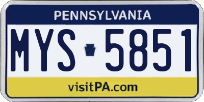 PA license plate MYS5851