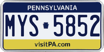 PA license plate MYS5852