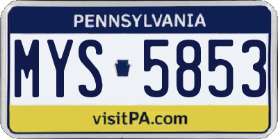PA license plate MYS5853