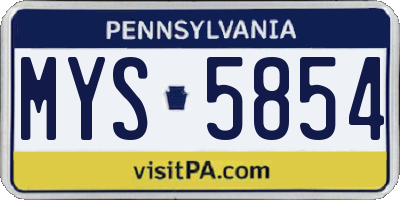 PA license plate MYS5854
