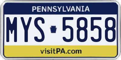 PA license plate MYS5858