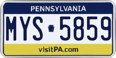 PA license plate MYS5859