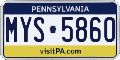 PA license plate MYS5860