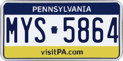 PA license plate MYS5864