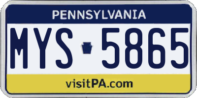 PA license plate MYS5865