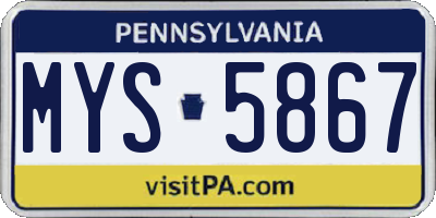 PA license plate MYS5867