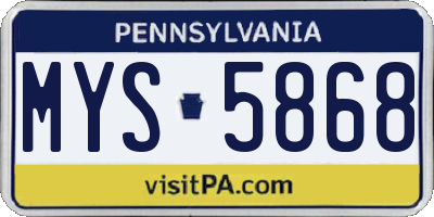 PA license plate MYS5868