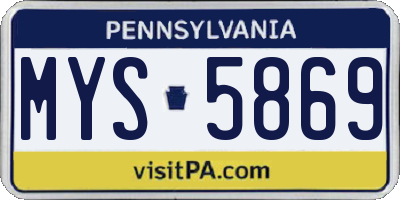 PA license plate MYS5869