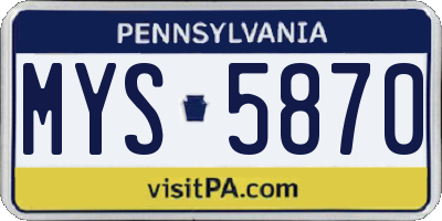 PA license plate MYS5870