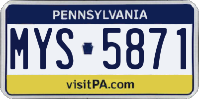 PA license plate MYS5871