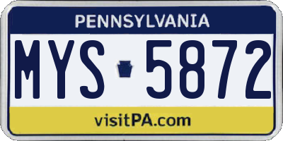 PA license plate MYS5872