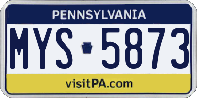 PA license plate MYS5873
