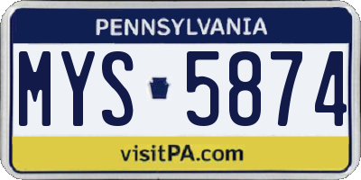 PA license plate MYS5874