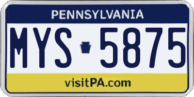 PA license plate MYS5875