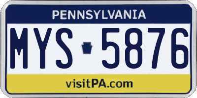 PA license plate MYS5876
