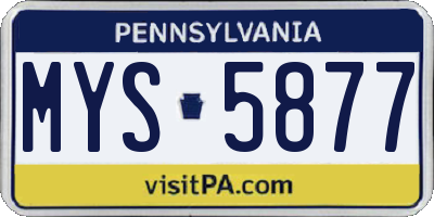 PA license plate MYS5877
