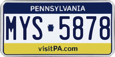 PA license plate MYS5878