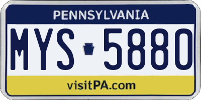 PA license plate MYS5880