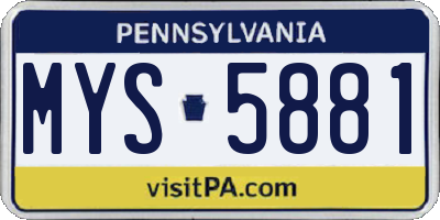 PA license plate MYS5881