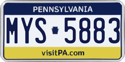 PA license plate MYS5883