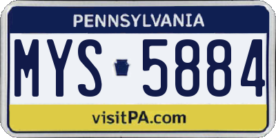 PA license plate MYS5884