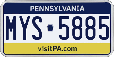 PA license plate MYS5885