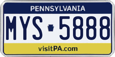 PA license plate MYS5888