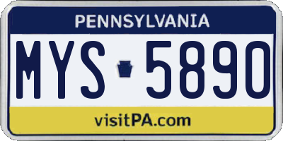PA license plate MYS5890