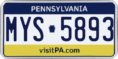 PA license plate MYS5893