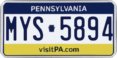 PA license plate MYS5894