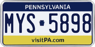 PA license plate MYS5898