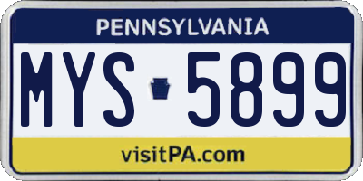 PA license plate MYS5899