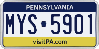 PA license plate MYS5901