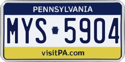 PA license plate MYS5904