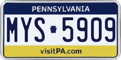 PA license plate MYS5909