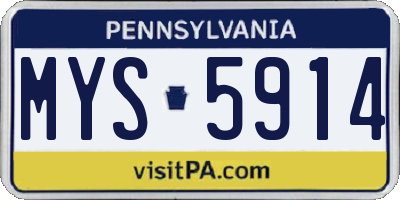 PA license plate MYS5914