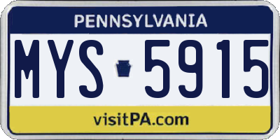 PA license plate MYS5915