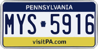 PA license plate MYS5916