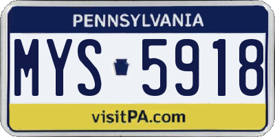 PA license plate MYS5918