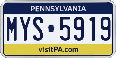 PA license plate MYS5919