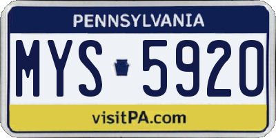 PA license plate MYS5920