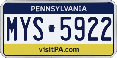 PA license plate MYS5922