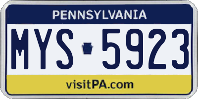 PA license plate MYS5923
