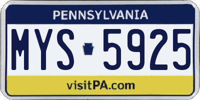 PA license plate MYS5925