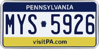 PA license plate MYS5926