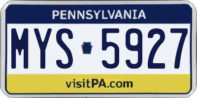PA license plate MYS5927